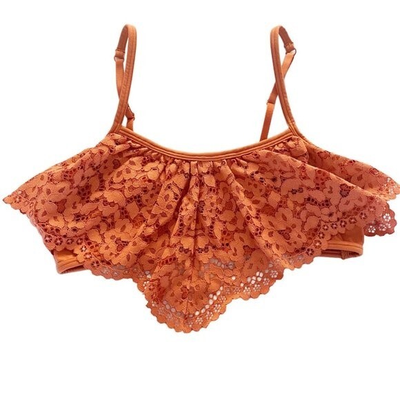 Victoria’s Secret Rust Orange Lace Ruffle Body by Victoria Bralette L - Picture 5 of 11